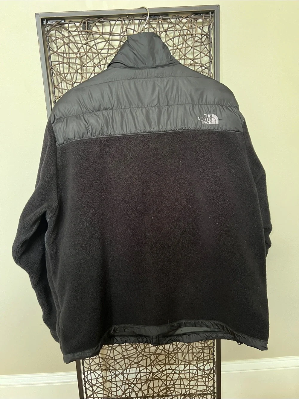 The North Face Men Denali 550 Down Hybrid Jacket Black Recycled Puff Fleece XL